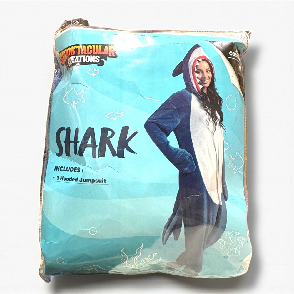 Spectacular Creations Shark Adult Halloween Costume Hooded‎ Jumpsuit Size M